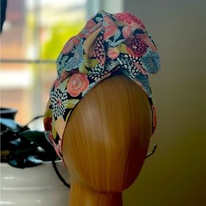 Wired Cotton Fabric Headwrap- floral pattern, new, handmade.